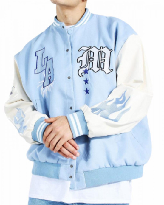 LA Baby Blue Wool Varsity Jacket LA Baby Blue Wool Varsity Jacket