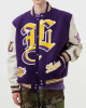 LA Lakers Letterman Purple Wool and White Leather Jacket LA Lakers Letterman Purple Wool and White Leather Jacket