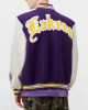 LA Lakers Letterman Purple Wool and White Leather Jacket LA Lakers Letterman Purple Wool and White Leather Jacket