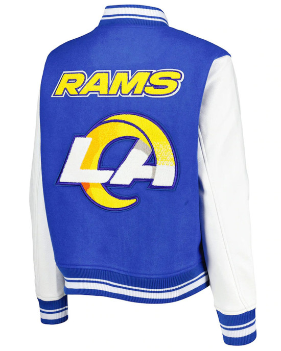 LA Rams Mash Up Royal and White Varsity Jacket LA Rams Mash Up Royal and White Varsity Jacket