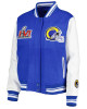 LA Rams Mash Up Royal and White Varsity Jacket LA Rams Mash Up Royal and White Varsity Jacket