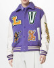 LV Purple and White Cartoon Wool Varsity Jacket LV Purple and White Cartoon Wool Varsity Jacket