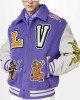 LV Purple and White Cartoon Wool Varsity Jacket LV Purple and White Cartoon Wool Varsity Jacket