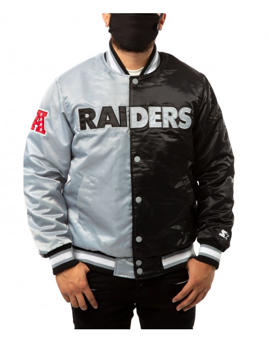 Las Vegas Raiders Black and Grey Bomber Jacket