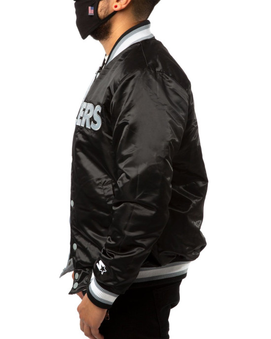 Las Vegas Raiders Black and Grey Bomber Jacket Las Vegas Raiders Black and Grey Bomber Jacket