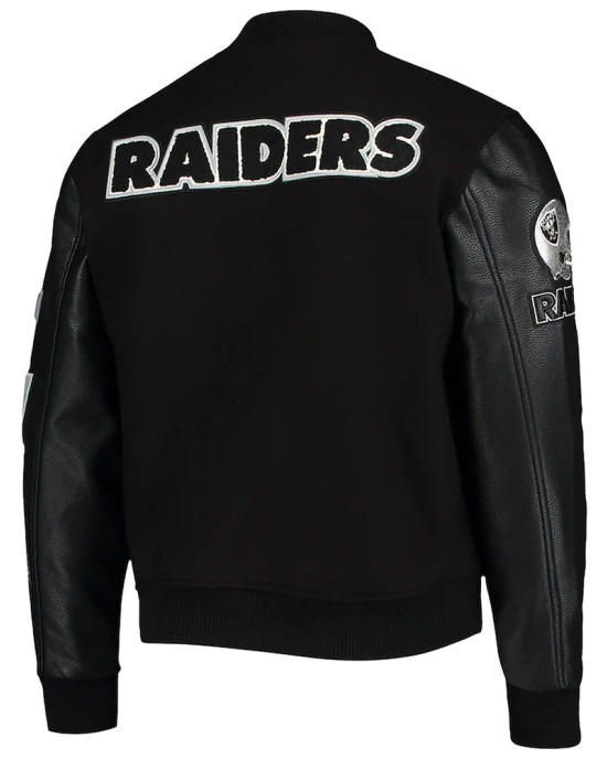 Las Vegas Raiders Logo Black Letterman Jacket Las Vegas Raiders Logo Black Letterman Jacket