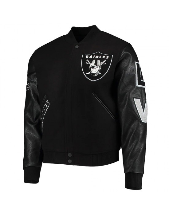 Las Vegas Raiders Logo Black Letterman Jacket