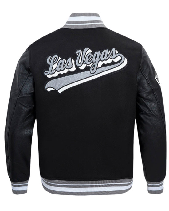 Las Vegas Raiders Script Tail Classic Rib Varsity Jacket Las Vegas Raiders Script Tail Classic Rib Varsity Jacket