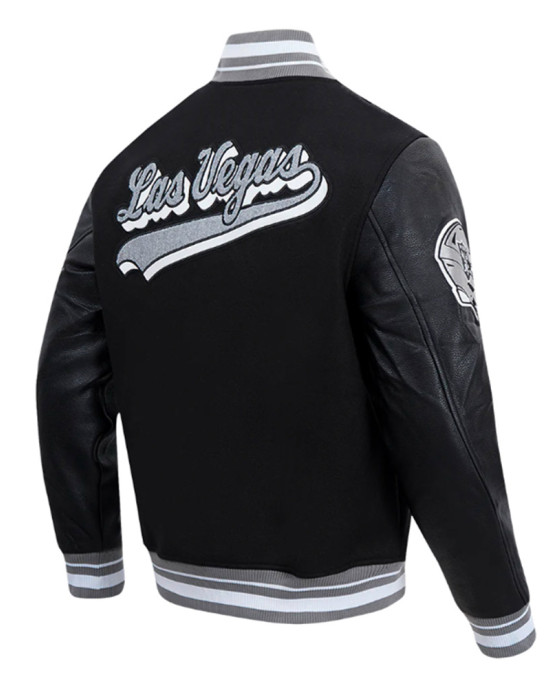 Las Vegas Raiders Script Tail Classic Rib Varsity Jacket Las Vegas Raiders Script Tail Classic Rib Varsity Jacket