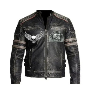 Live Fast Die Young Skull Biker Jacket