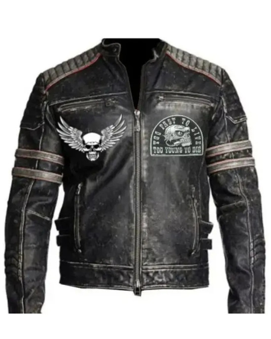 Live Fast Die Young Skull Biker Jacket Live Fast Die Young Skull Biker Jacket