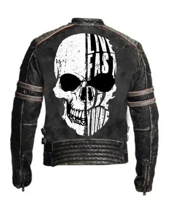 Live Fast Die Young Skull Biker Jacket Live Fast Die Young Skull Biker Jacket