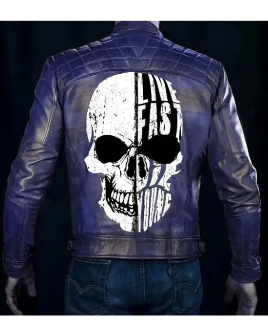 Live Fast Die Young Skull Cafe Racer Jacket Live Fast Die Young Skull Cafe Racer Jacket