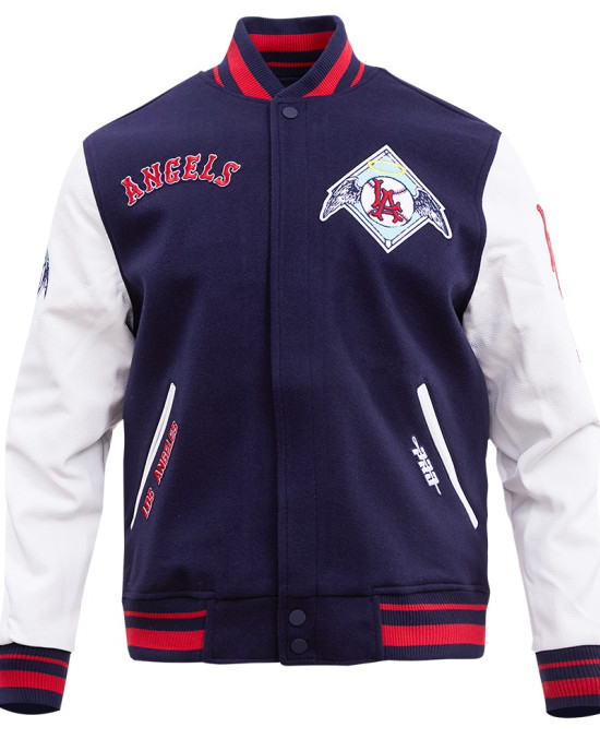 Los Angeles Angels Retro Classic Blue Wool Varsity Jacket Los Angeles Angels Retro Classic Blue Wool Varsity Jacket