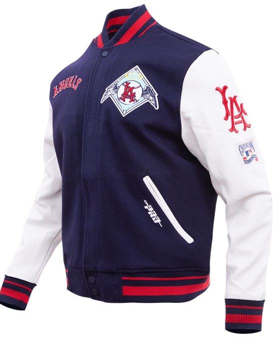 Los Angeles Angels Retro Classic Blue Wool Varsity Jacket Los Angeles Angels Retro Classic Blue Wool Varsity Jacket