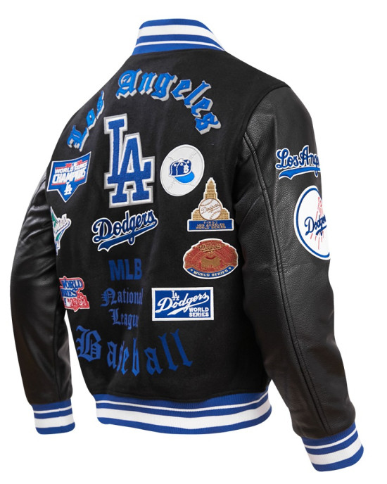 Los Angeles Dodgers Old English Black Wool Varsity Jacket