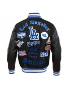 Los Angeles Dodgers Old English Black Wool Varsity Jacket