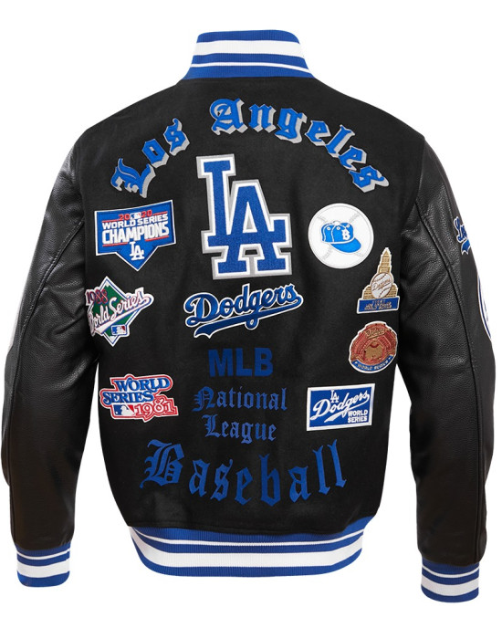 Los Angeles Dodgers Old English Black Wool Varsity Jacket