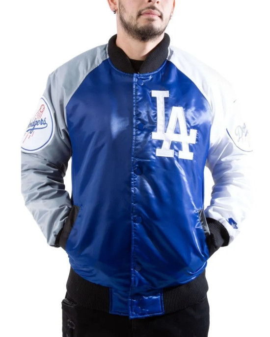 Los Angeles Dodgers Tri-Color Satin Jacket Los Angeles Dodgers Tri-Color Satin Jacket