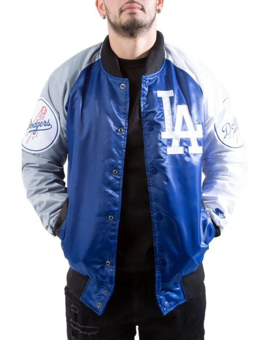 Los Angeles Dodgers Tri-Color Satin Jacket Los Angeles Dodgers Tri-Color Satin Jacket