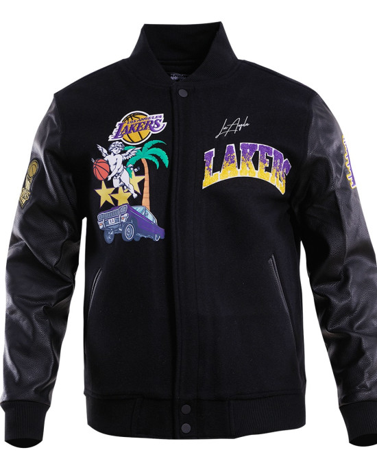 Los Angeles Lakers Gradient Logo Wool Varsity Jacket Los Angeles Lakers Gradient Logo Wool Varsity Jacket