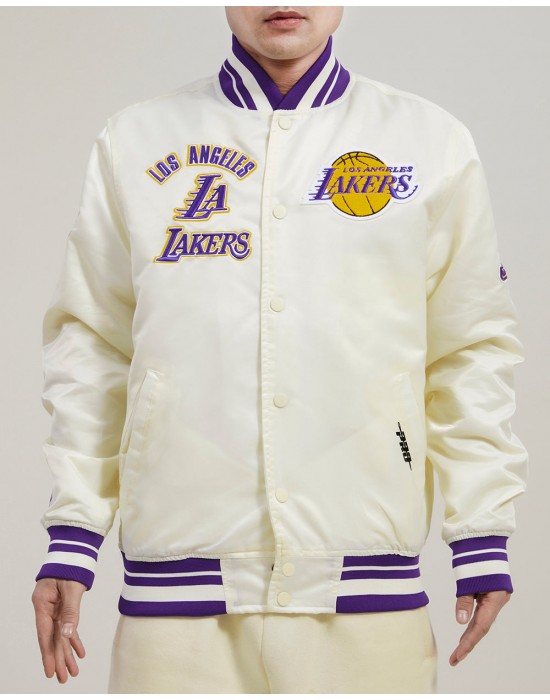 Los Angeles Lakers Retro Classic Off White Satin Jacket