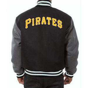 MLB Pittsburgh Pirates Baseball Varsity Wool Black and Grey Jacket