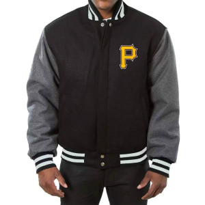 MLB Pittsburgh Pirates Baseball Varsity Wool Black and Grey Jacket