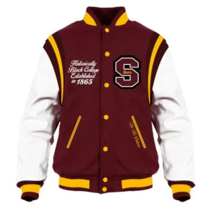 Maroon Shaw University Varsity Jacket