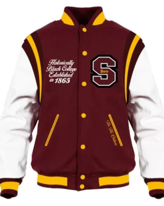 Maroon Shaw University Varsity Jacket Maroon Shaw University Varsity Jacket