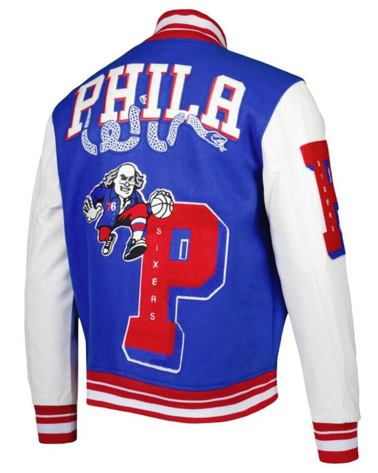 Mash Up Philadelphia 76ers Capsule Royal Varsity Jacket Mash Up Philadelphia 76ers Capsule Royal Varsity Jacket
