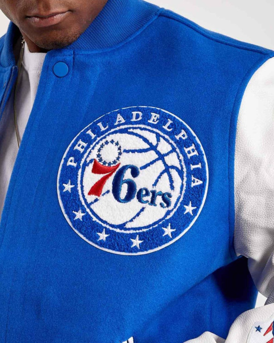 Mash Up Philadelphia 76ers Royal Varsity Jacket Mash Up Philadelphia 76ers Royal Varsity Jacket