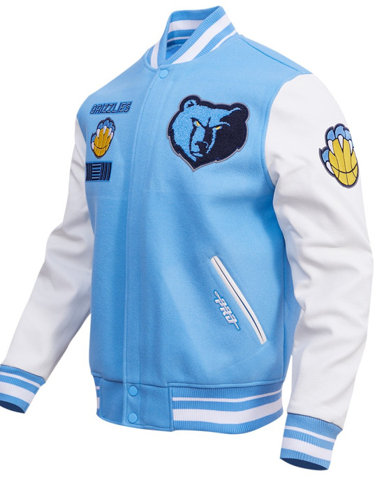Memphis Grizzlies Retro Classic Rib Blue Varsity Jacket Memphis Grizzlies Retro Classic Rib Blue Varsity Jacket
