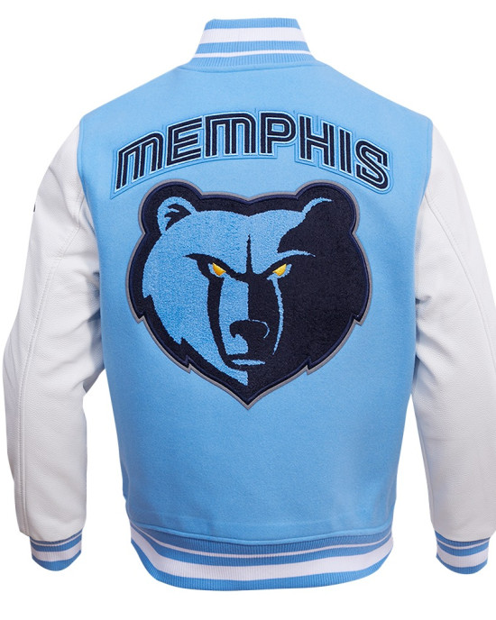 Memphis Grizzlies Retro Classic Rib Blue Varsity Jacket Memphis Grizzlies Retro Classic Rib Blue Varsity Jacket