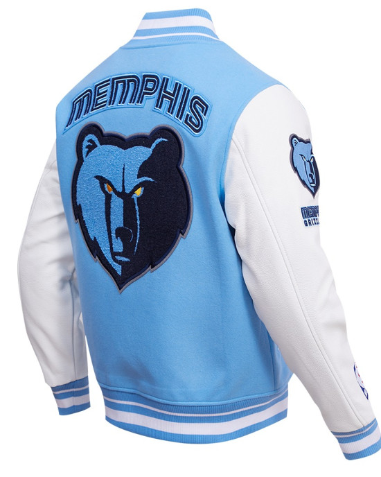 Memphis Grizzlies Retro Classic Rib Blue Varsity Jacket Memphis Grizzlies Retro Classic Rib Blue Varsity Jacket