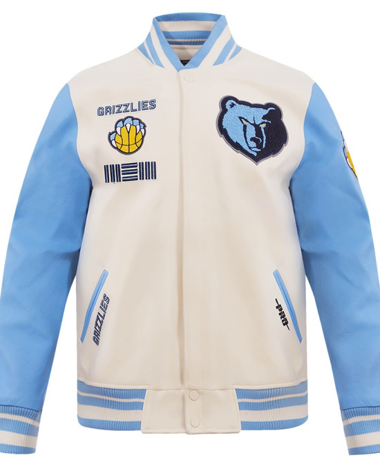 Memphis Grizzlies Retro Classic Rib Blue Varsity Jacket Memphis Grizzlies Retro Classic Rib Blue Varsity Jacket