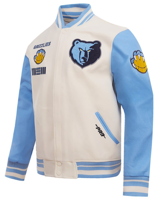 Memphis Grizzlies Retro Classic Rib Blue Varsity Jacket Memphis Grizzlies Retro Classic Rib Blue Varsity Jacket