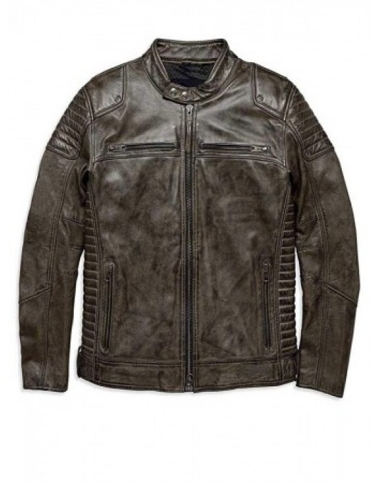 Men HD Waxed Brown Leather Jacket