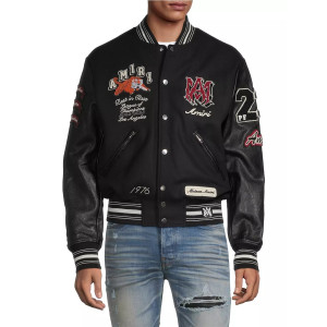 Men's Amiri Wool-Blend Varsity Bomber Jacket