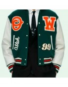 Men's Barrel Off White Varsity Jacket Green