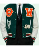 Men's Barrel Off White Varsity Jacket Green Men's Barrel Off White Varsity Jacket Green