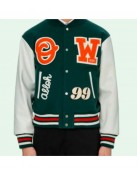 Men's Barrel Off White Varsity Jacket Green