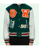 Men's Barrel Off White Varsity Jacket Green Men's Barrel Off White Varsity Jacket Green