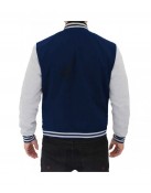 Men's Baseball Style Grey and Blue Varsity Jacket