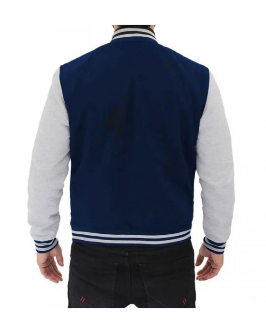 Men's Baseball Style Grey and Blue Varsity Jacket Men's Baseball Style Grey and Blue Varsity Jacket