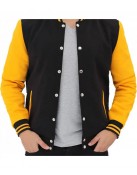 Men's Black and Yellow Baseball Varsity Jacket