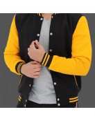 Men's Black and Yellow Baseball Varsity Jacket