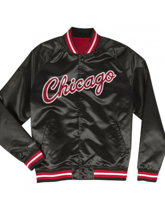 Men's Chicago Bulls Satin Bomber Jacket Men's Chicago Bulls Satin Bomber Jacket