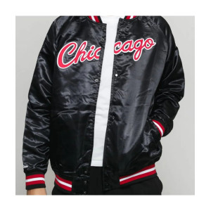Men's Chicago Bulls Satin Bomber Jacket