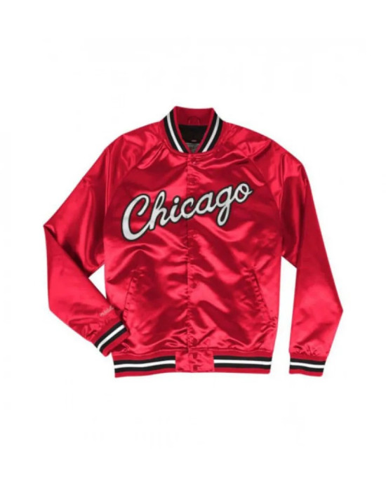 Men's Chicago Bulls Satin Bomber Jacket Men's Chicago Bulls Satin Bomber Jacket